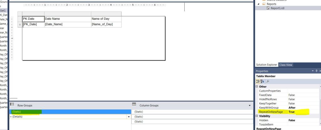 SSRS Repeat Header rows across the top. – Jim Salasek's SQL Server Blog