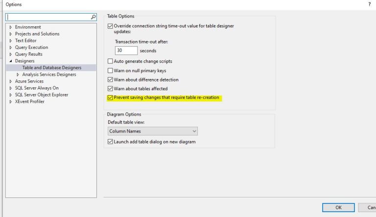 SSMS: Saving changes is not permitted error – Jim Salasek's SQL Server Blog