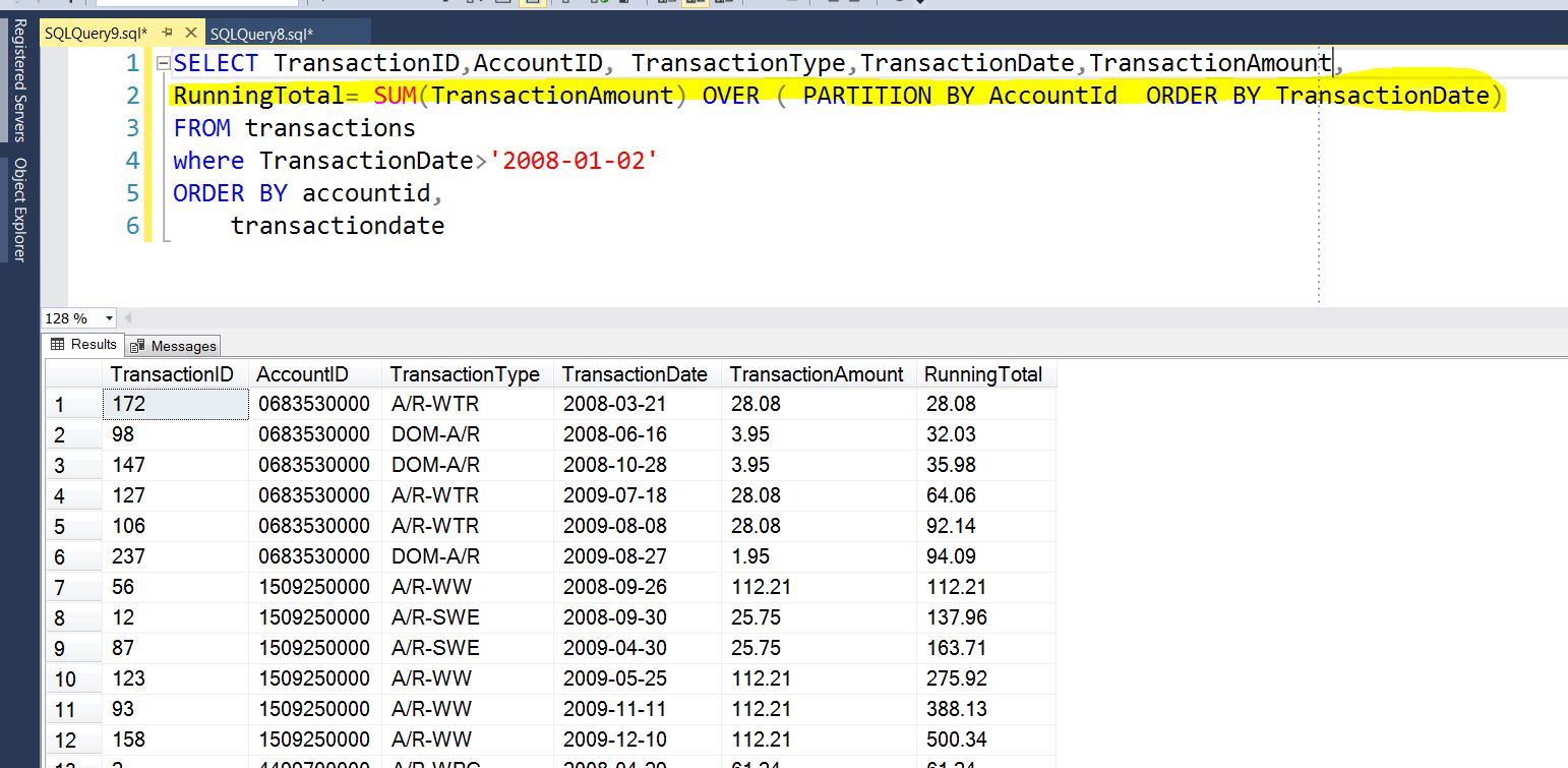 T-SQL: Create a running total – Jim Salasek's SQL Server Blog
